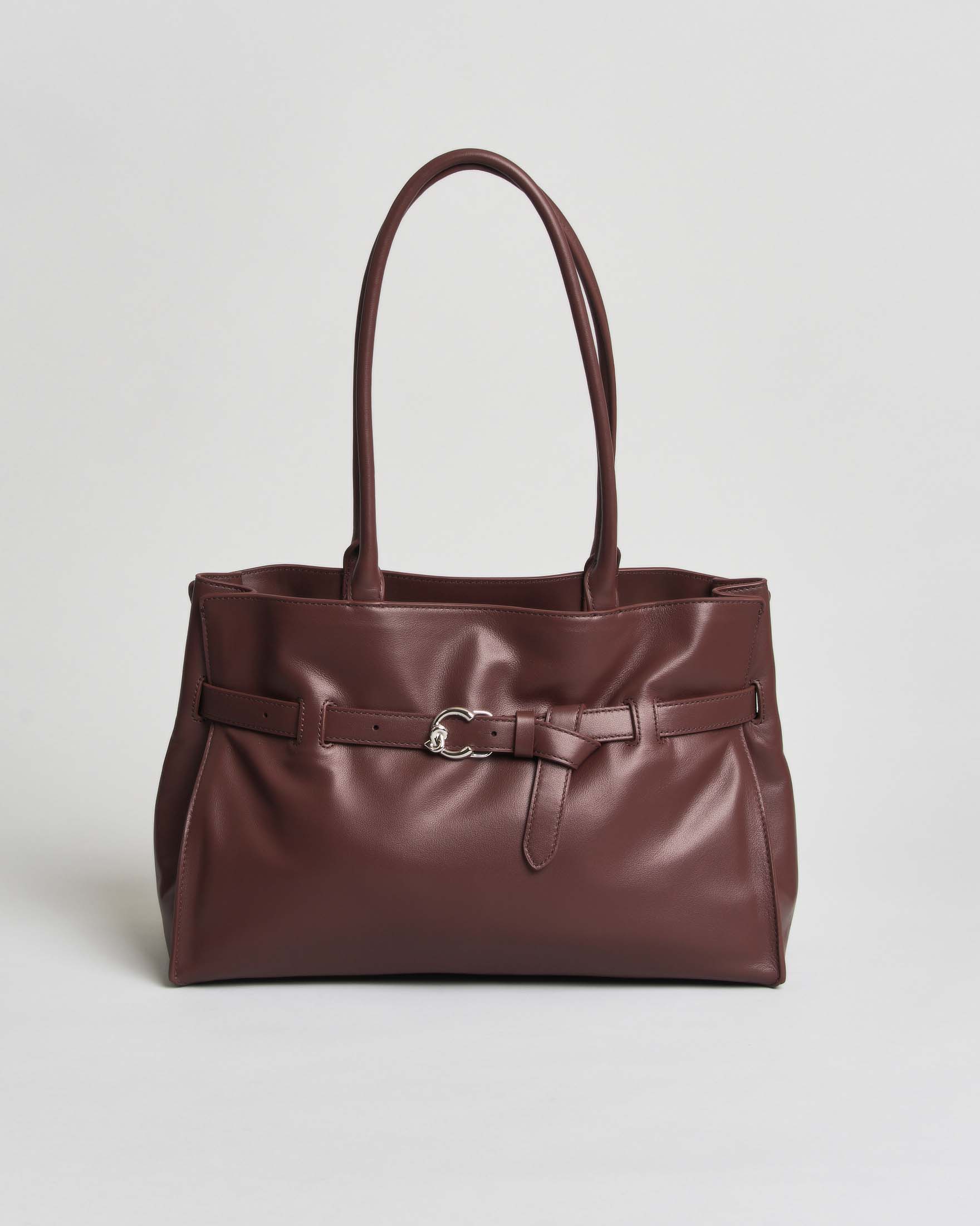Borsa a spalla Sabine Soft Medium Coccinelle bordeaux in pelle con chiusura magnetica e cinturino