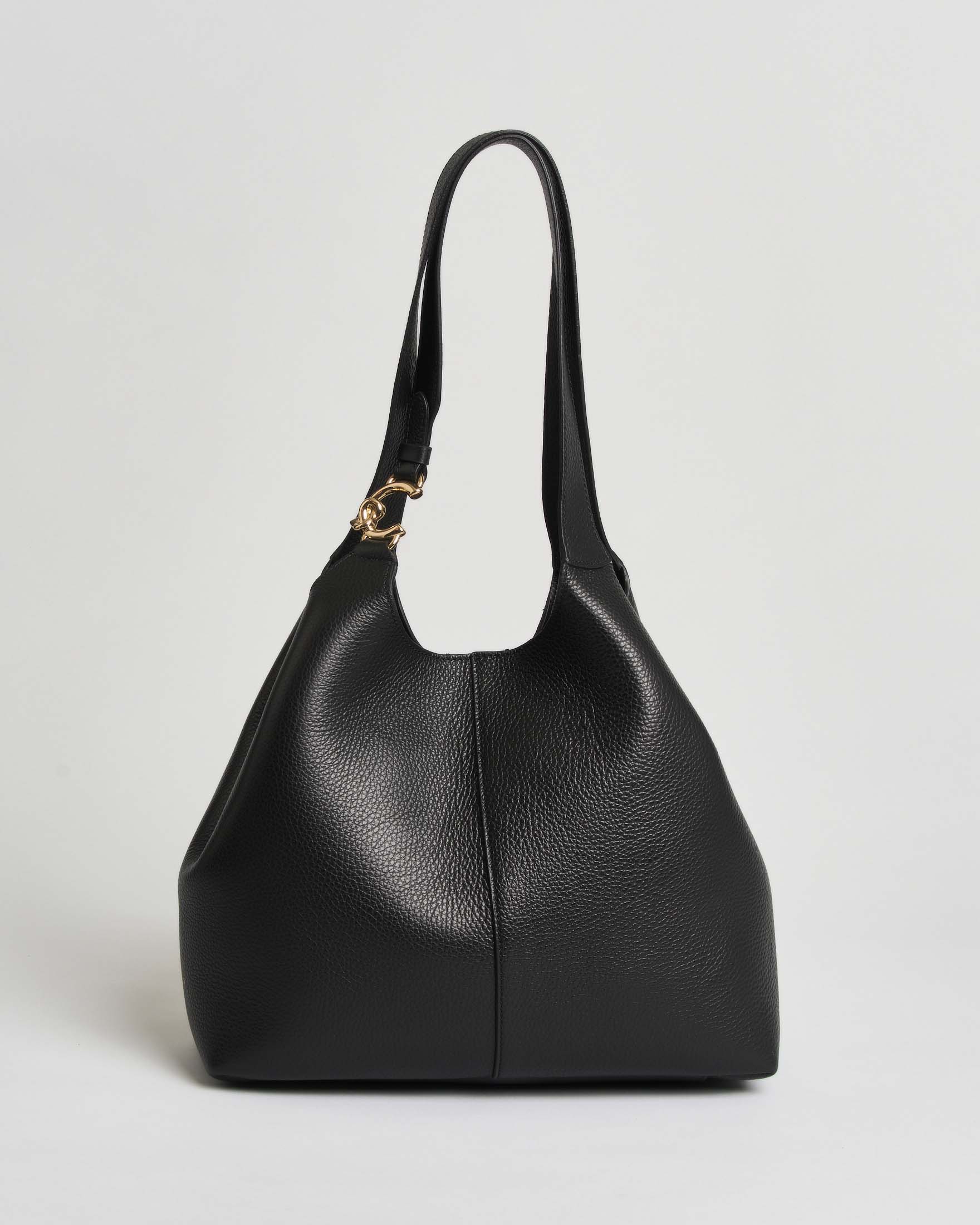 Borsa C-Easy Medium Coccinelle nera in pelle granata con pochette rimovibile e logo C-Me