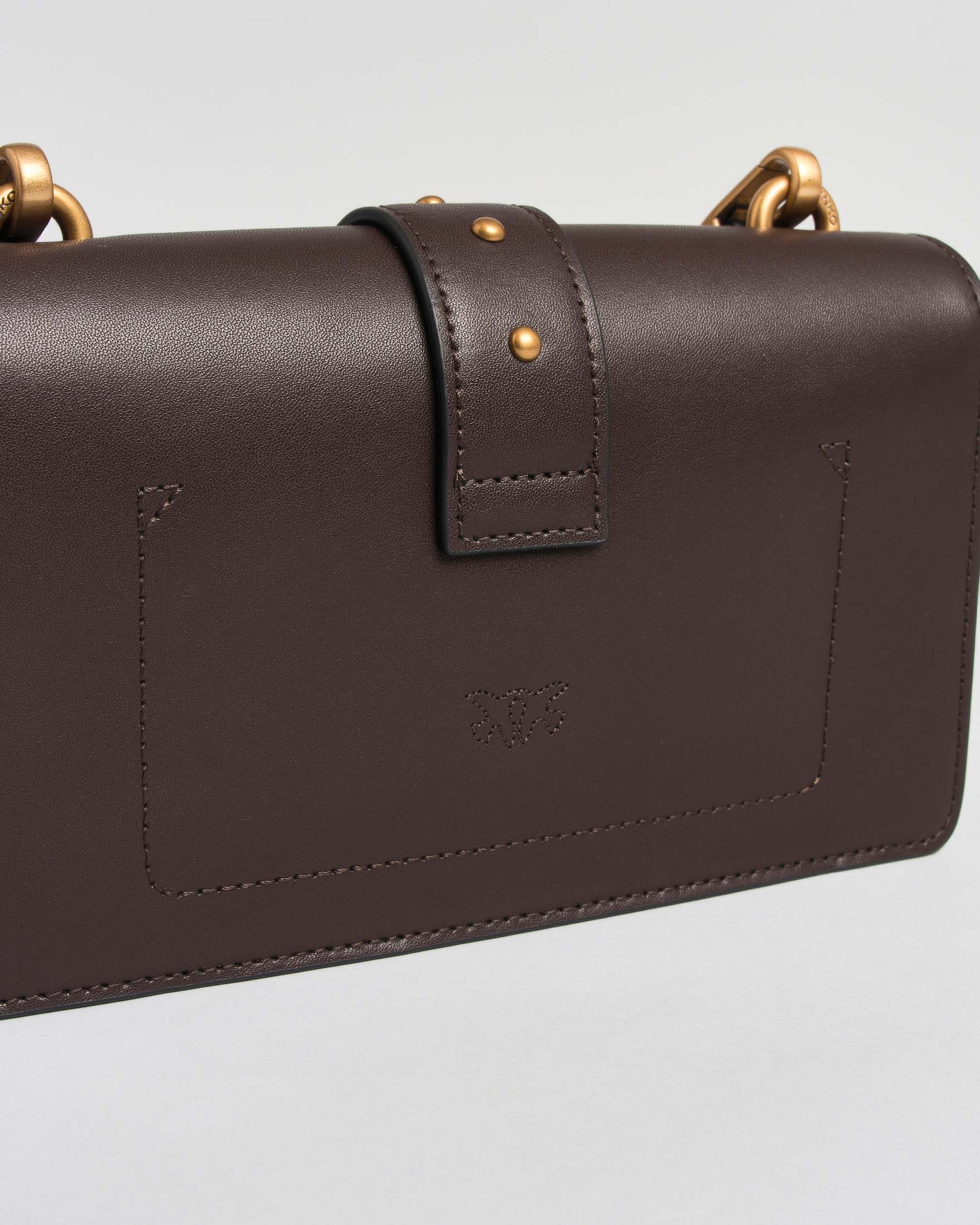 Borsa a tracolla Love One Classic Mini Pinko testa di moro con tracolla e placca logo dorate image