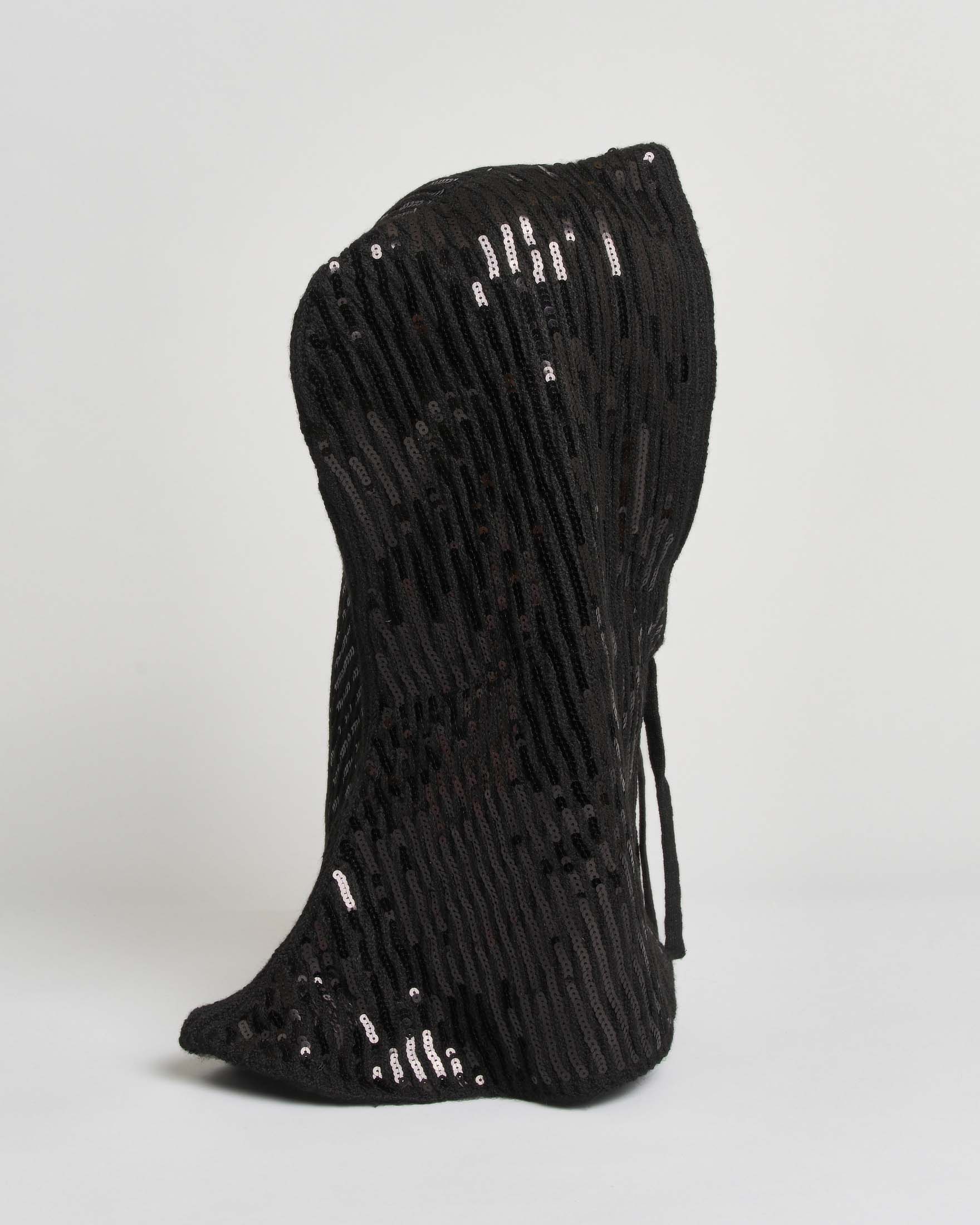 Balaclava Pinko nero in filato stretch con paillettes e coulisse regolabile image