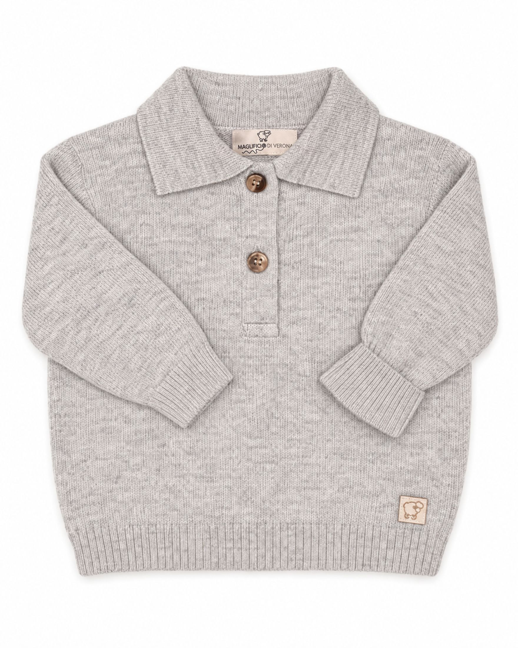 Maglioncino polo Maglificio di verona in pura lana grigio