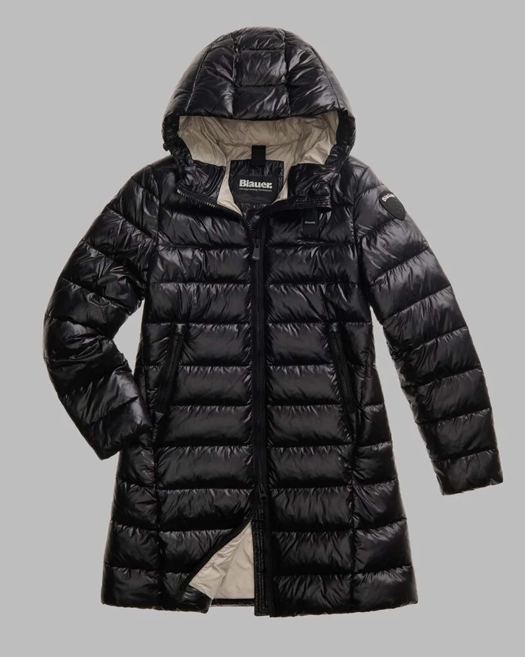 Piumino lungo Adelaide Blauer nero in ovatta termica
