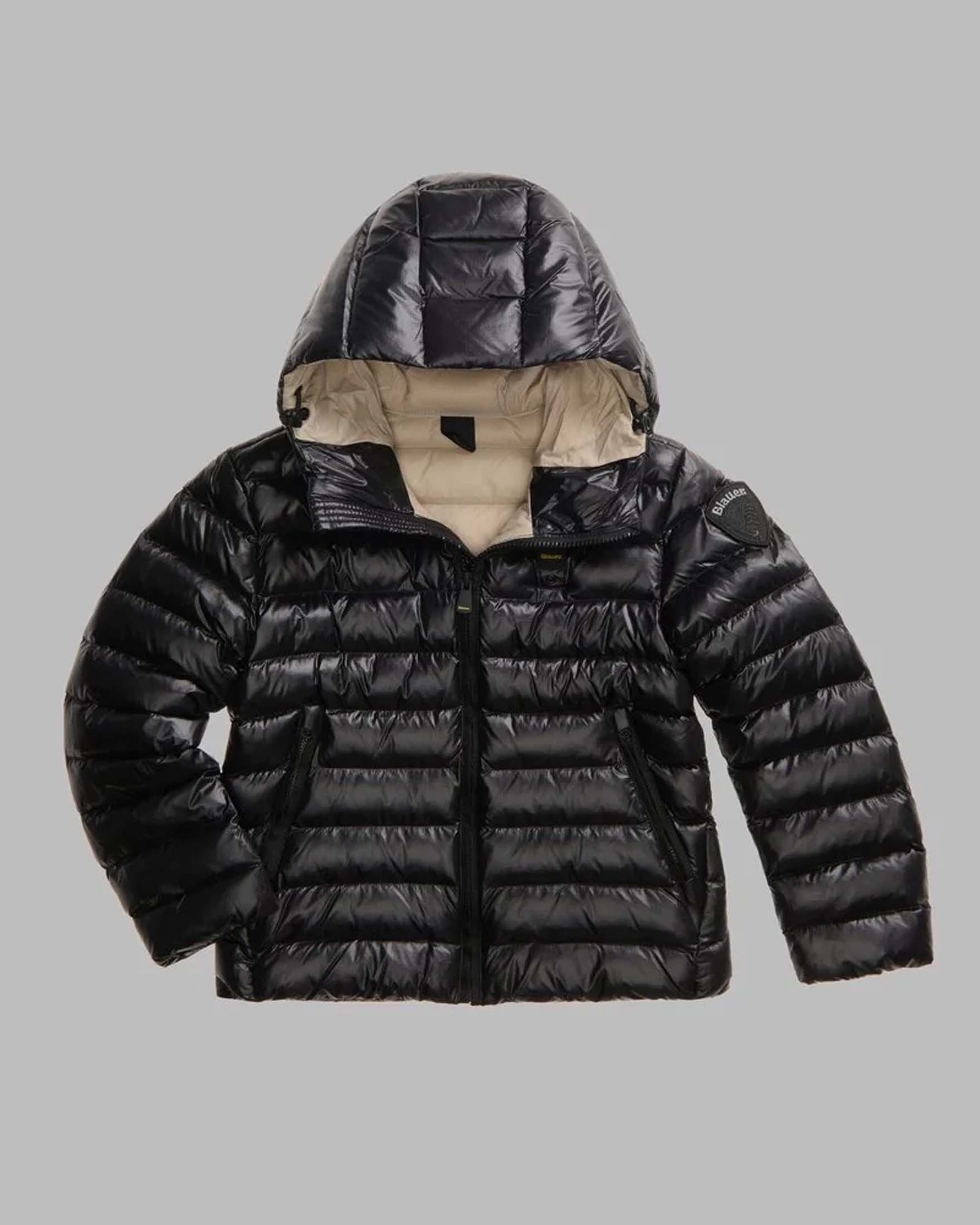 Piumino Adams Blauer nero imbottito in ovatta termica con cappuccio