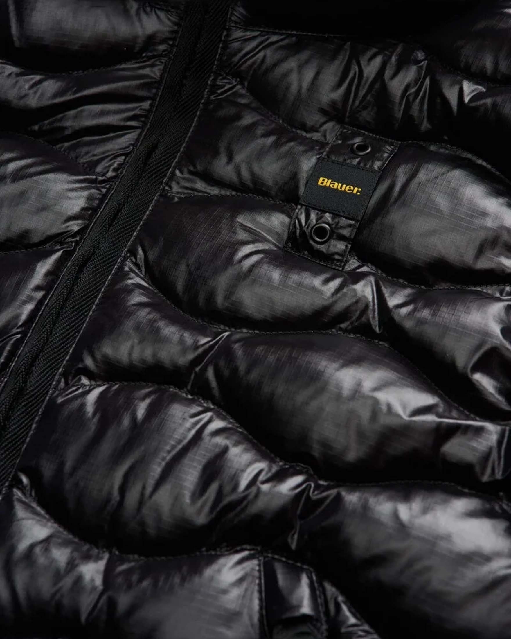 Piumino Jenton Blauer nero in nylon lucido trapuntato con cappuccio e pelliccia image