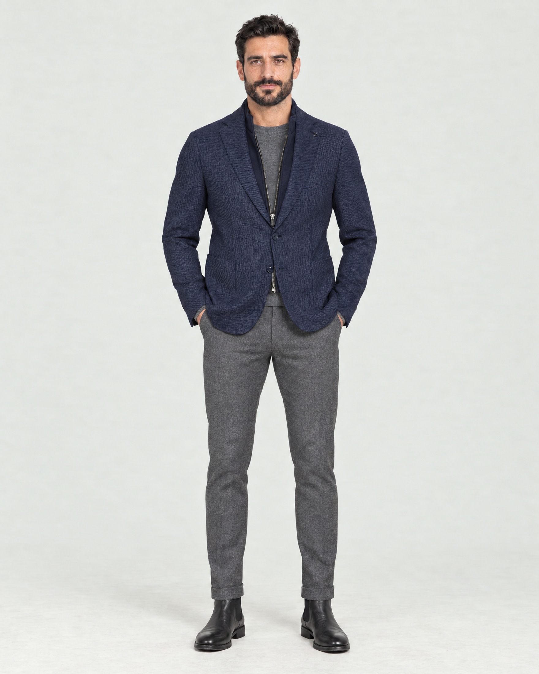 Blazer Digel Earl-ST modern fit blu in misto viscosa micro armatura con davantino removibile