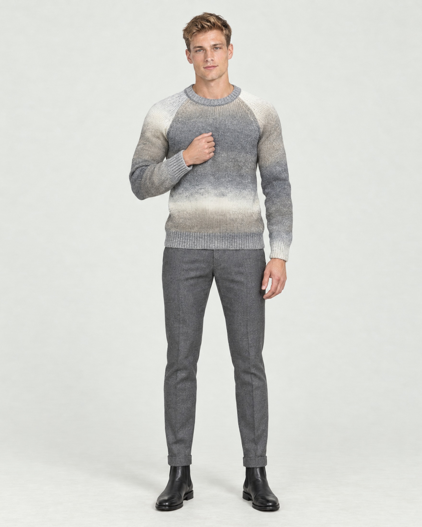Maglione K-Way Valter in misto lana e alpaca grigio beige sfumato