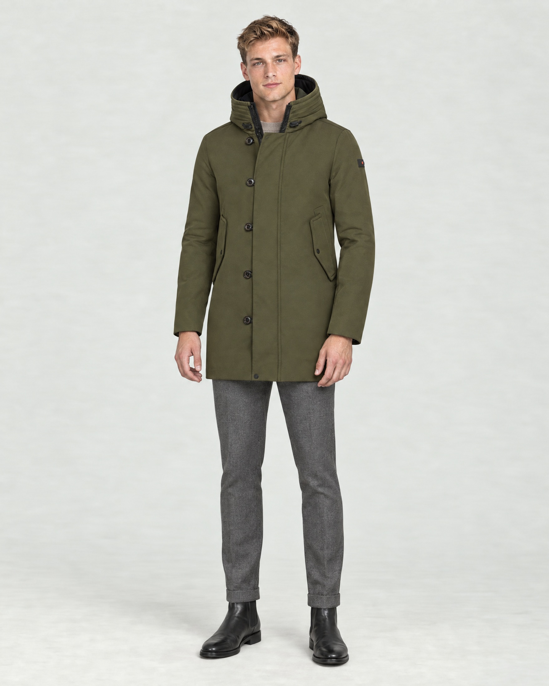 Parka Peuterey Kasa KI 05 in cotone verde militare con cappuccio