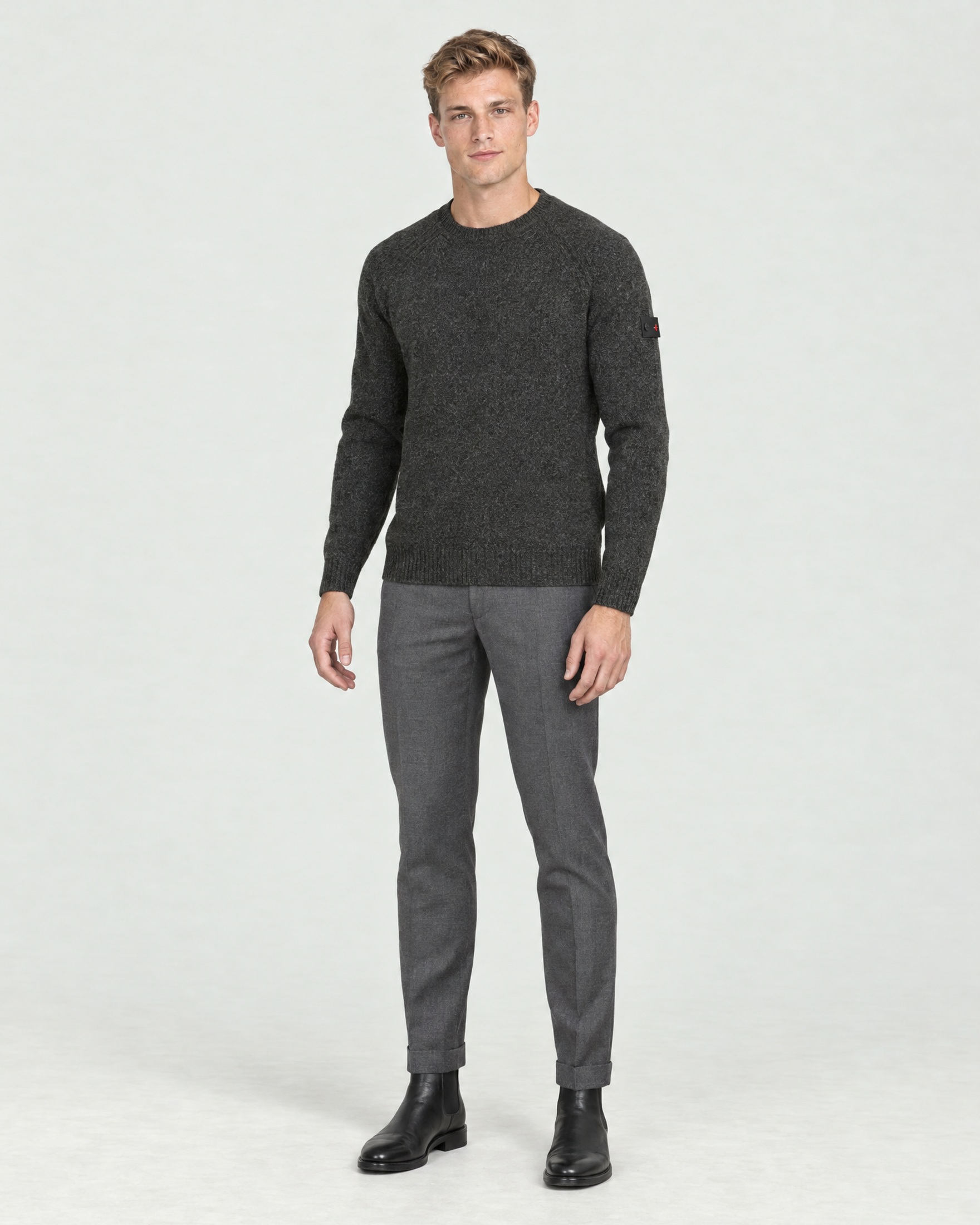 Maglione girocollo Peuterey Itokawa nero in pura lana