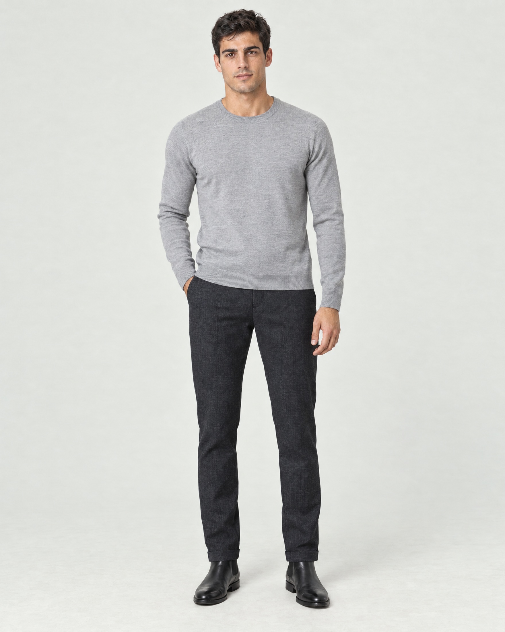 Pantaloni chino R.R.D. grigio scuro Jacwool in misto lana stretch
