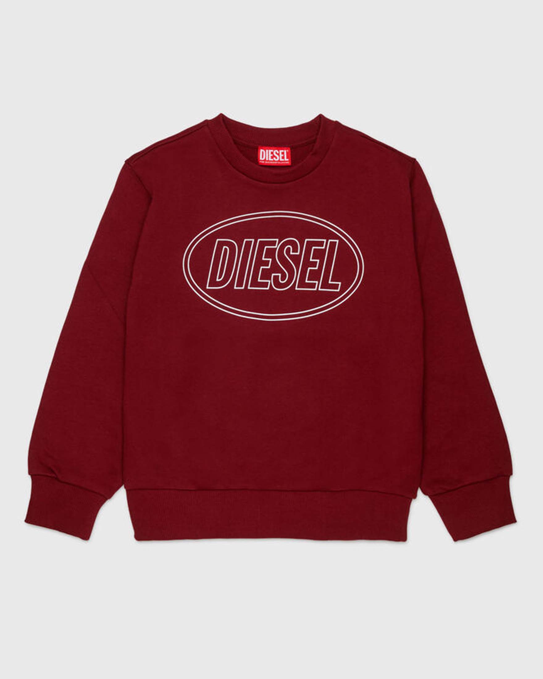 Felpa bordeaux Diesel in puro cotone con logo icon bianco