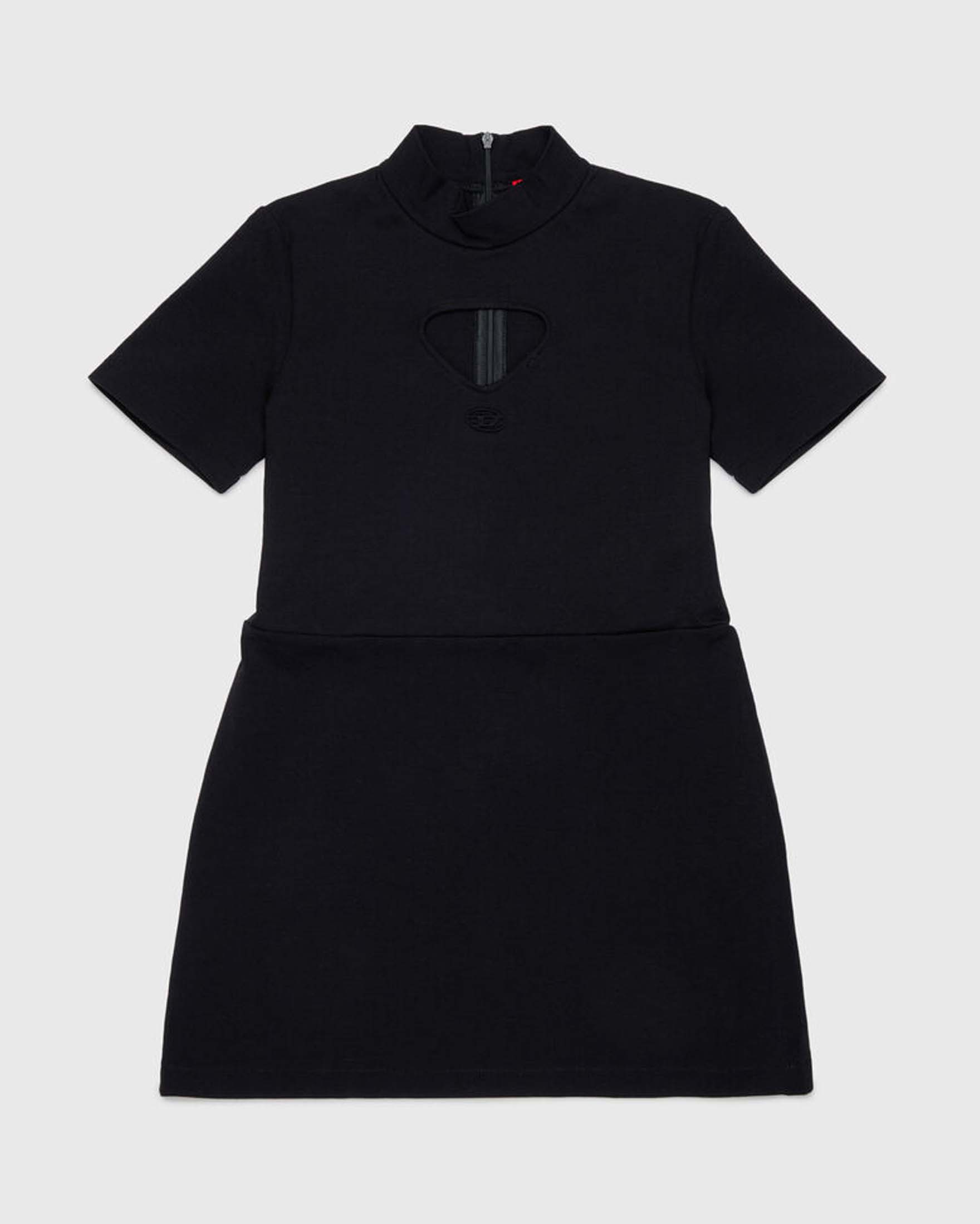 Mini abito nero Diesel in misto viscosa con cut out