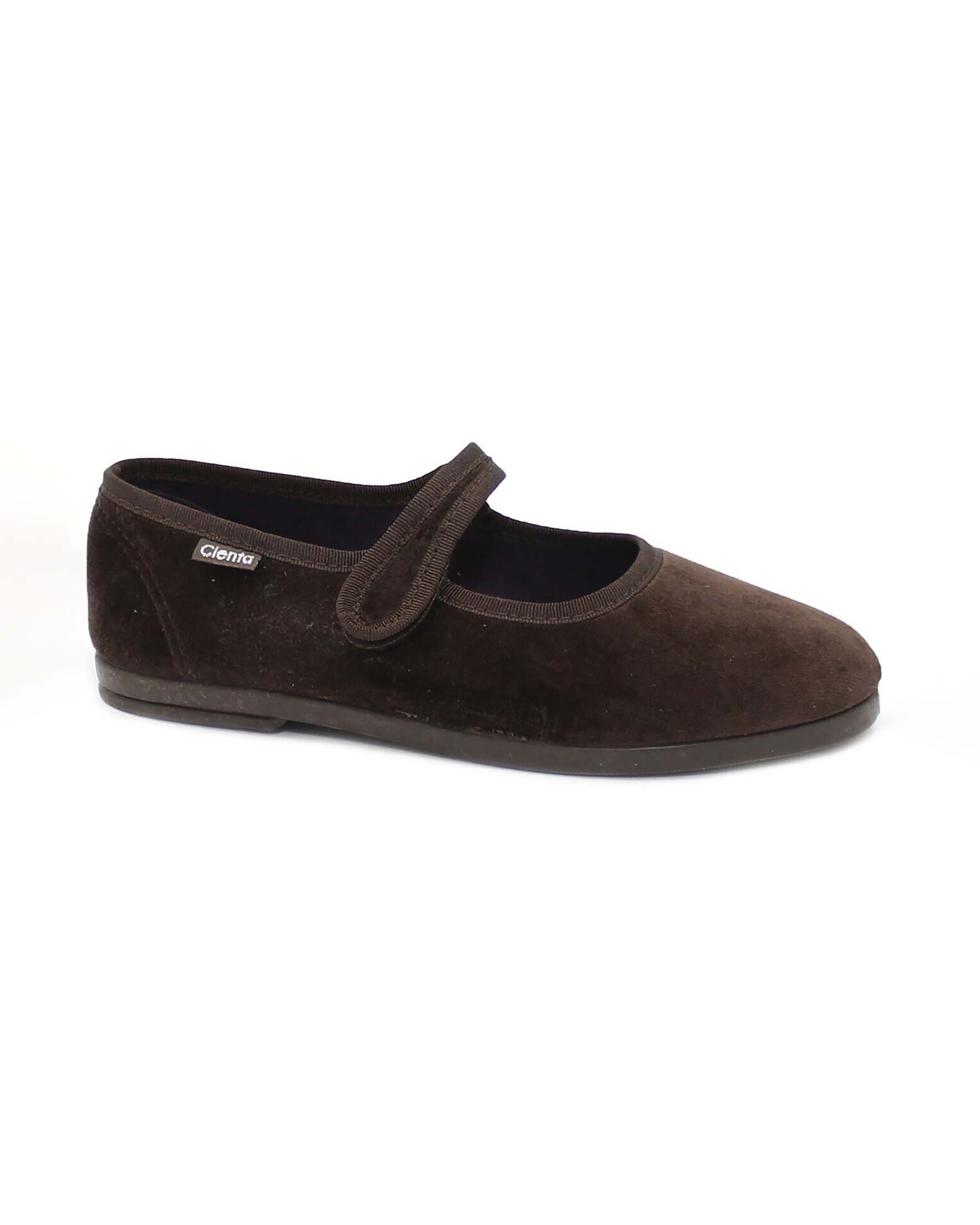Ballerine Cienta in velluto marrone con cinturino