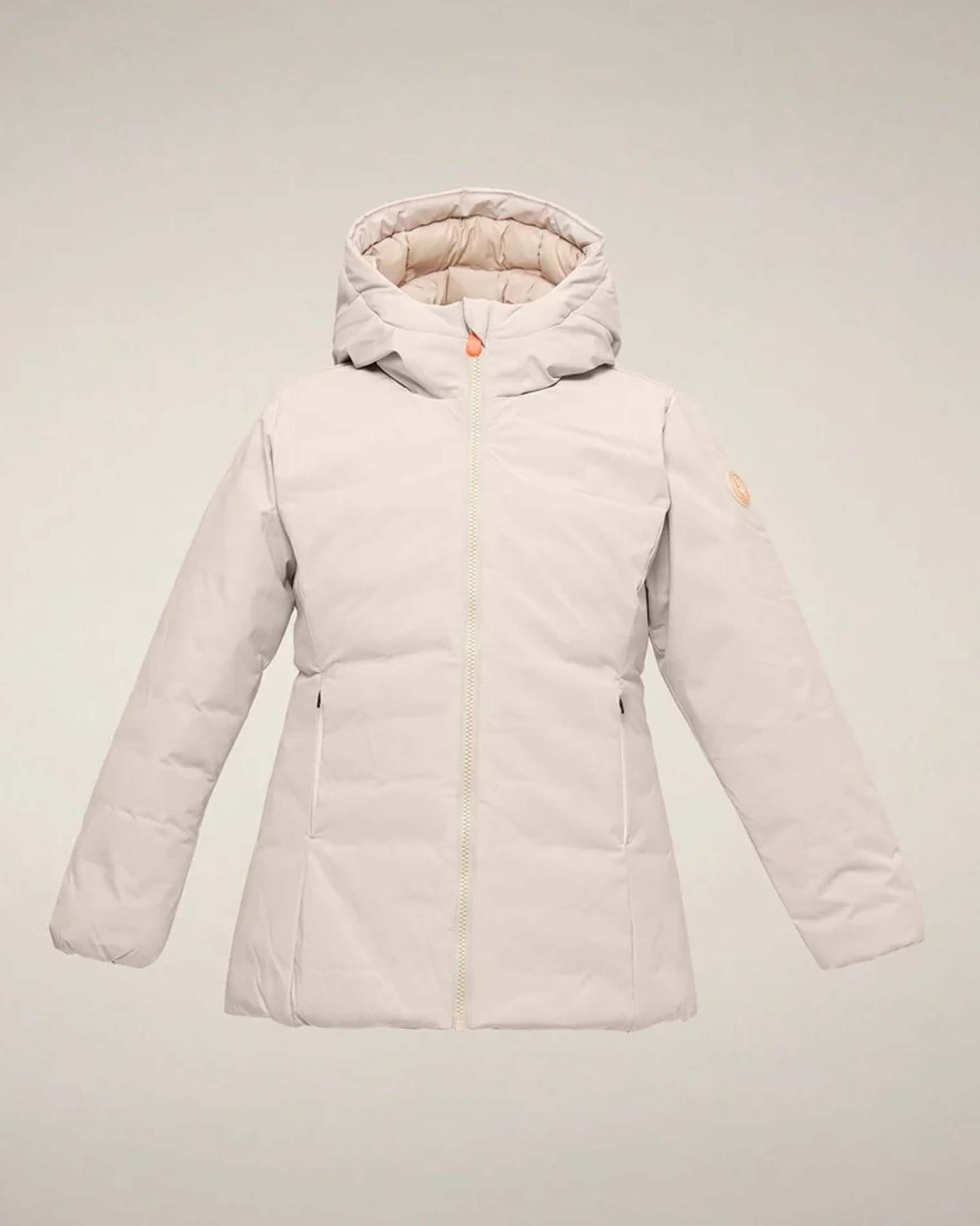 Giaccone beige Save the duck modello Cassie in tessuto opaco
