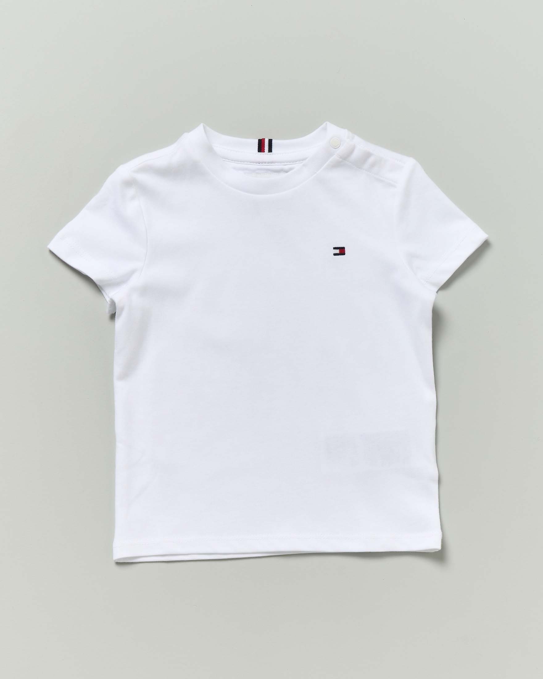 T-shirt bianca Tommy Hilfiger in puro cotone con mini logo
