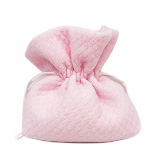 Sacchetto portaconfetti Battesimo Bimba trapuntino rosa 12x4x12 cm - Made in Italy